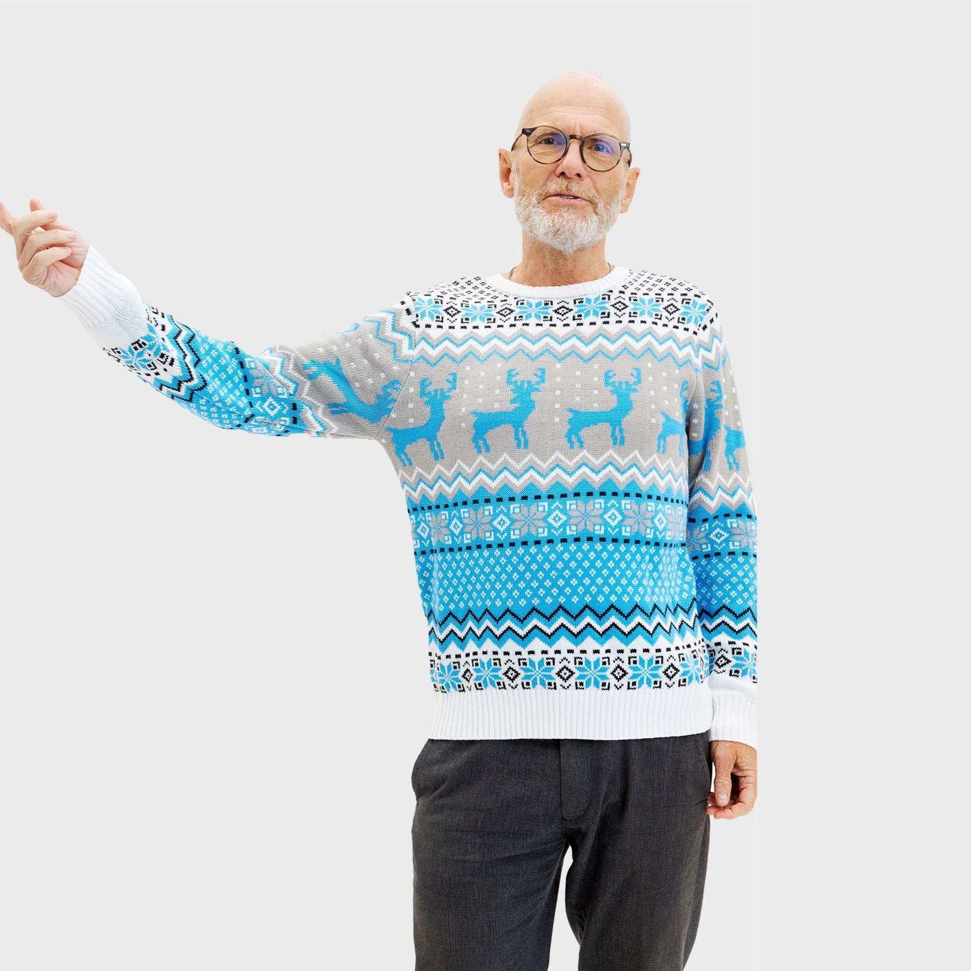 Traditional Blue Christmas Sweater β Men
